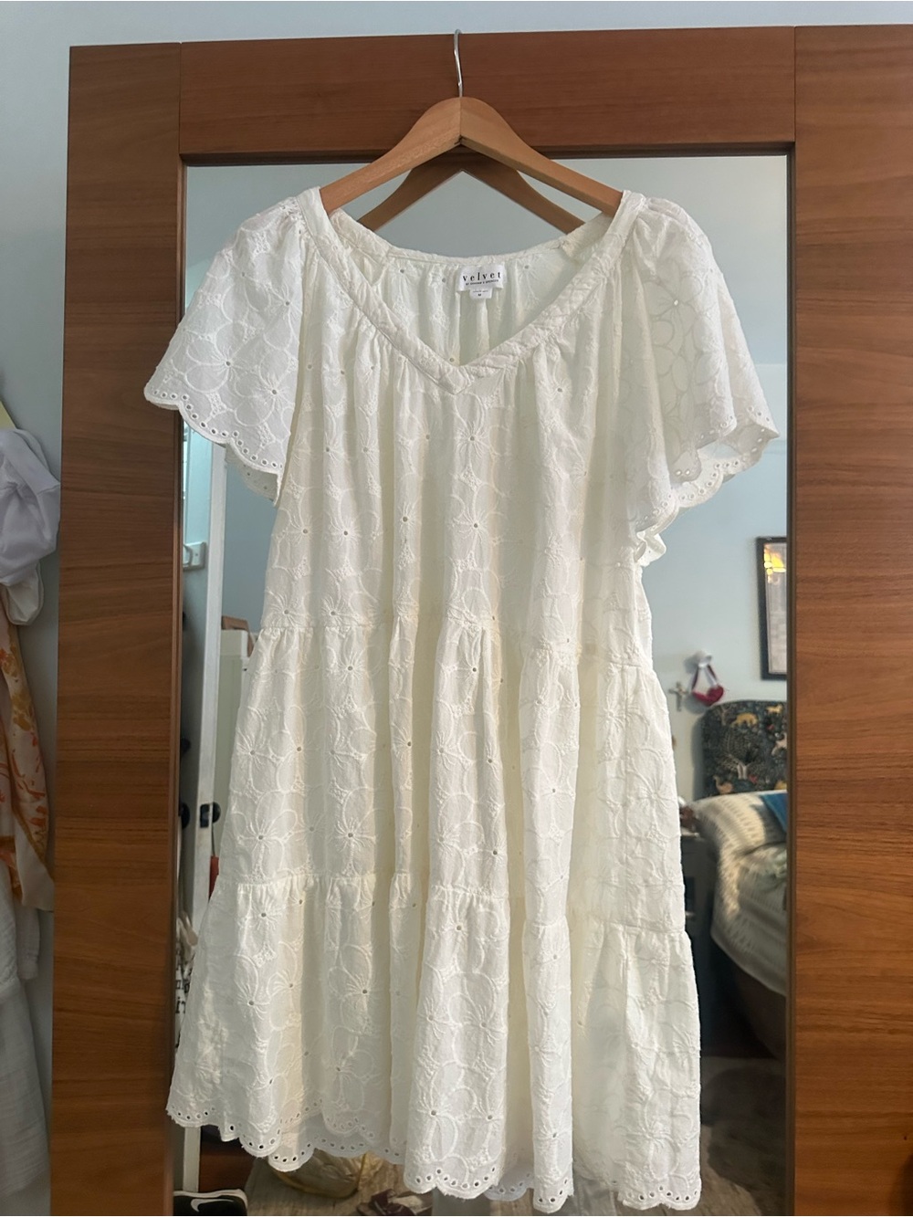 Velvet by Graham & Spencer Women's Wynette Embroidered Cotton Dress Ivory M